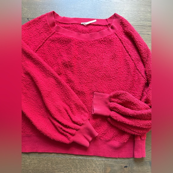 Free People Found My Friend Balloon Sleeve Sweater In Vibrant Red Hue Size M - Picture 16 of 16